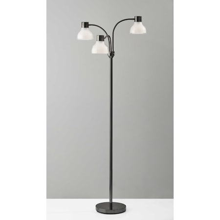 Estallar Adjustable Three Light Floor Lamp in Black Nickel with Frosted Inner Shades ES2627503